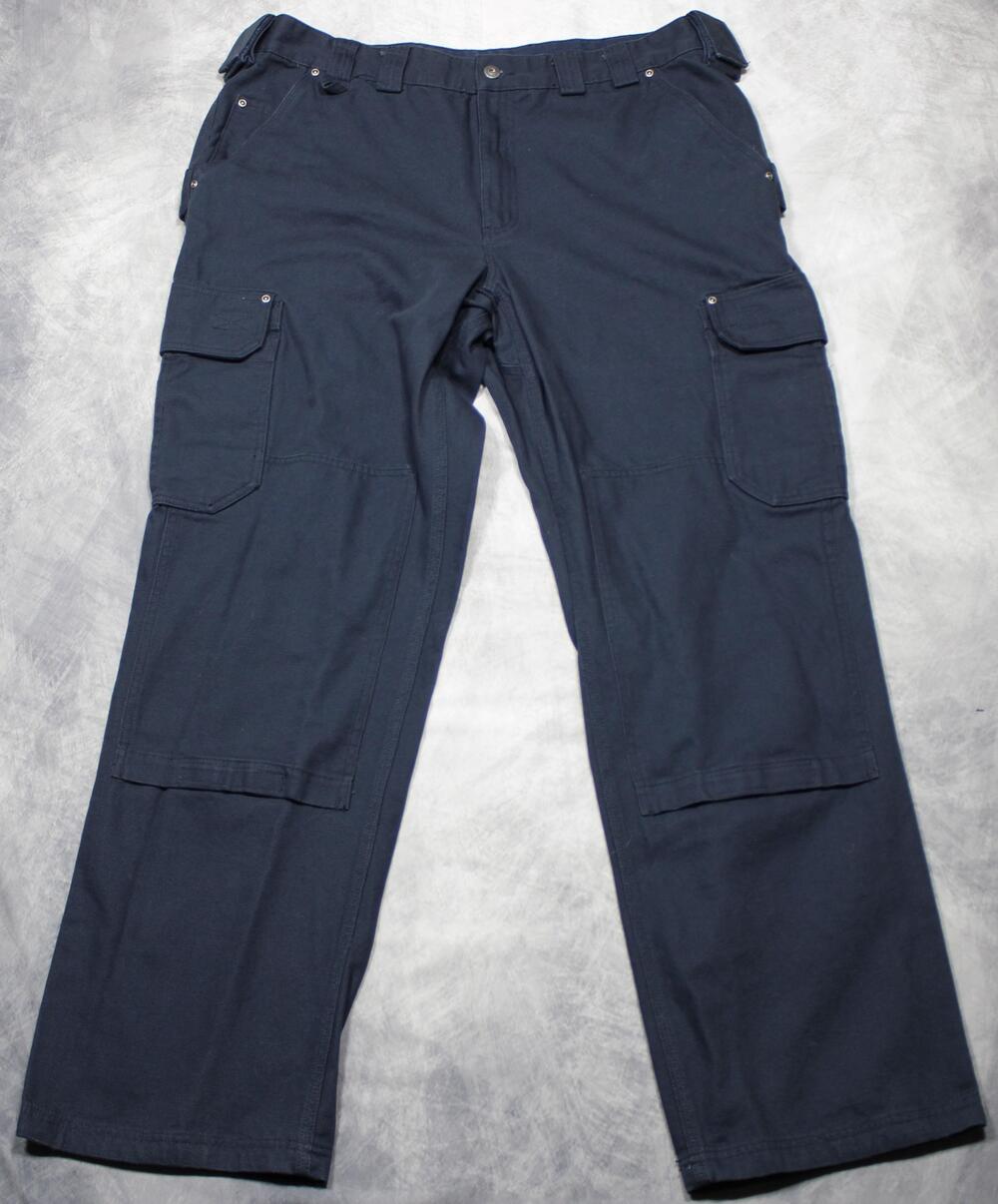 Duluth Trading Co Pants Mens 42x34 Blue Canvas Cargo Relaxed Workwear Utility